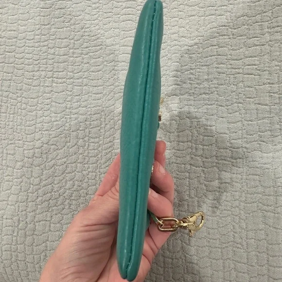 Tory Burch Teal Key & Card Holder with Gold Accents - Picture 7 of 9
